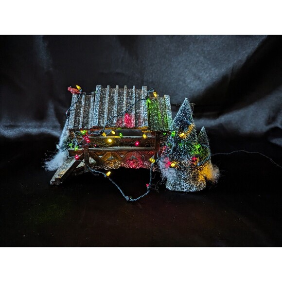 Lemax Wooden Bridge With Trees, Christmas Village Carole Towne Collection w/Box - Picture 1 of 14